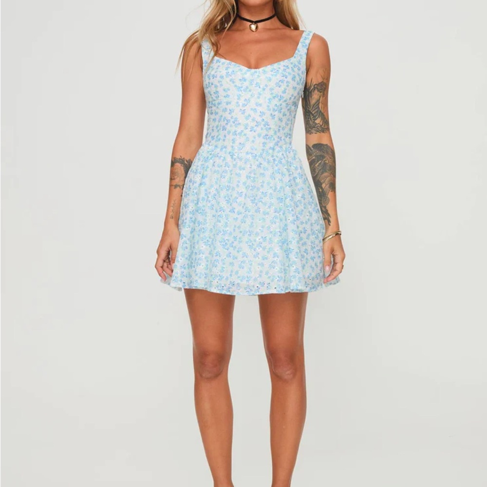 Princess Polly Gozette Mini Dress Blue Floral, size US0, NWT